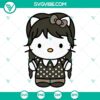 Hello Kitty Wednesday And Enid SVG Images featuring Kitty Cat in Wednesday Addams theme, perfect for digital crafting projects.
