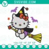 Hello Kitty witch riding broom embroidery designs, Halloween themed file for crafting and sewing projects.