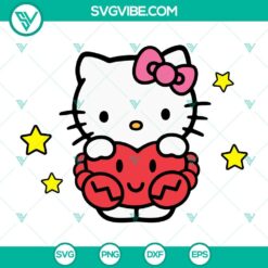 Hello Kitty zodiac sign SVG images with crab, sweet designs for Cricut in SVG files, cute and trendy Hello Kitty graphics.