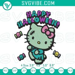 Hello Kitty Zombie Halloween Embroidery File, Spooky Digital Pattern