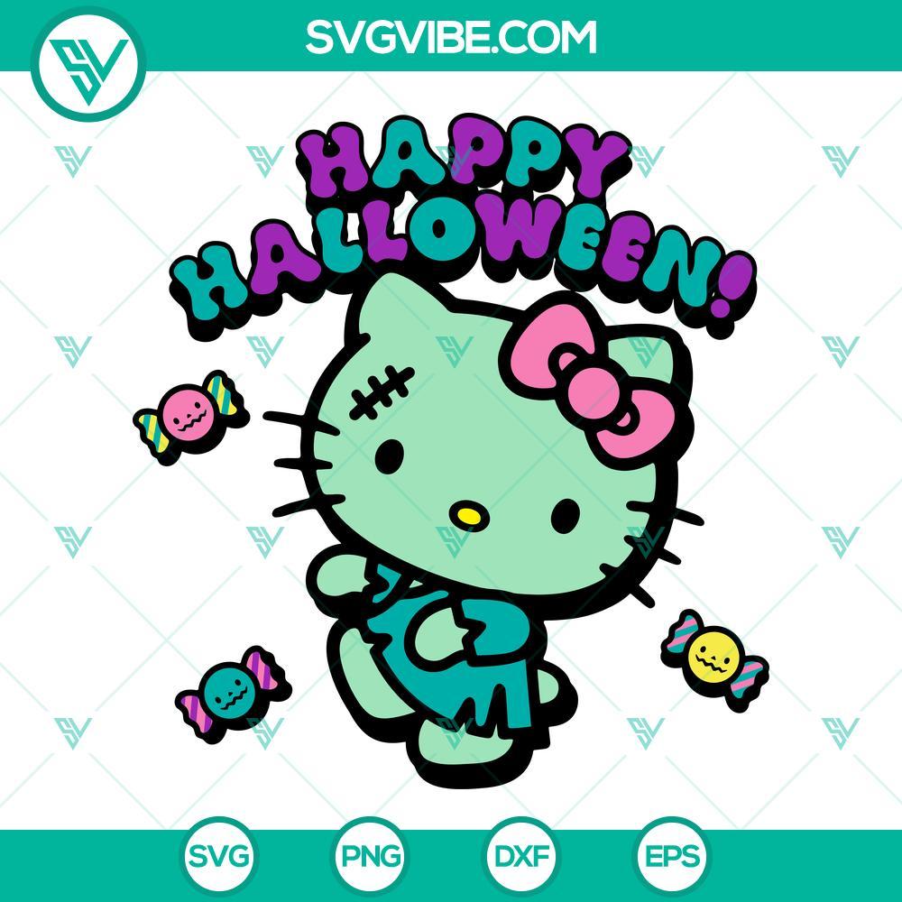 Hello Kitty Zombie Happy Halloween SVG PNG DXF EPS Cut Files Hello Kitty zombie Halloween SVG file with festive design for crafts, PNG DXF EPS cut files. Perfect for holiday projects.