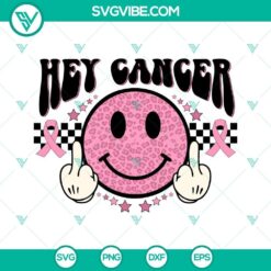 Hey Cancer SVG with Leopard Print Smiley Face Breast design, featuring "Fuck Cancer" text. Perfect for cancer awareness projects.