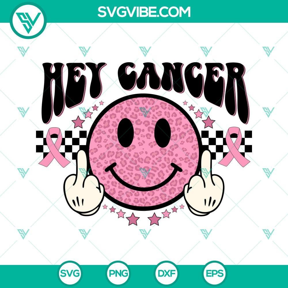 hey-cancer-svg-fuck-cancer-svg-leopard-smiley-face-breast-cancer-awareness-svg-2-mockup.jpg Hey Cancer SVG with Leopard Print Smiley Face Breast design, featuring "Fuck Cancer" text. Perfect for cancer awareness projects.