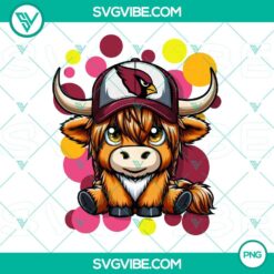 Highland Cow Arizona Cardinals football team logo on PNG file. Perfect for fans and sports designs.