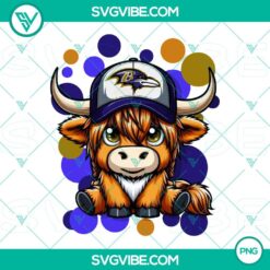 Highland Cow Baltimore Ravens football team logo design in PNG files. Perfect for sport fans' digital projects.
