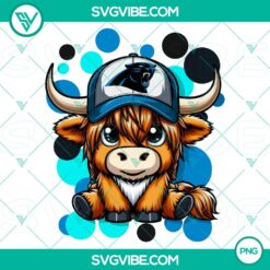 Highland cow Carolina Panthers football team logo design, PNG file.