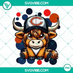 Highland cow with Chicago Bears football team design in PNG format, suitable for download.