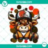 Highland cow wearing Cleveland Browns football gear - PNG image file, ideal for sports-themed designs.