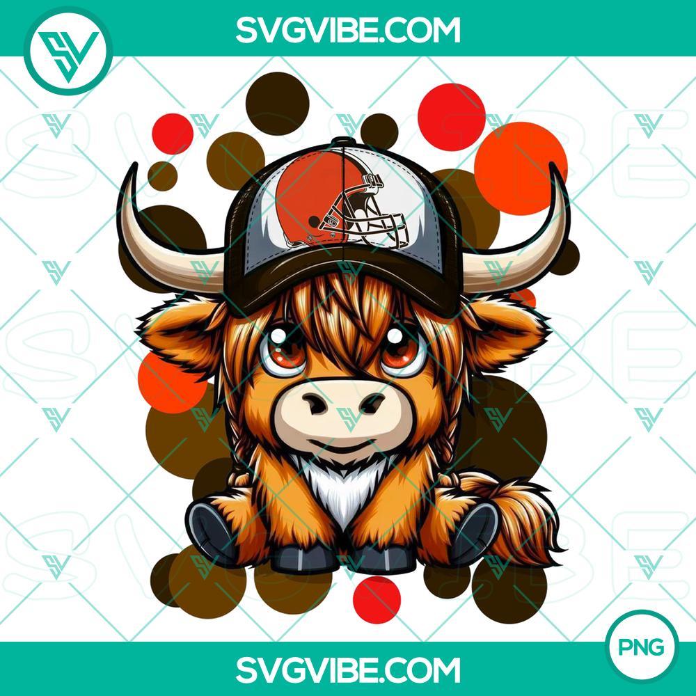 Highland Cow Cleveland Browns Football PNG Image File Highland cow wearing Cleveland Browns football gear - PNG image file, ideal for sports-themed designs.