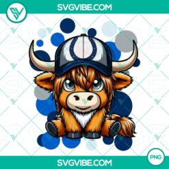 Highland cow mascot wearing Indianapolis Colts football uniform, downloadable PNG file.