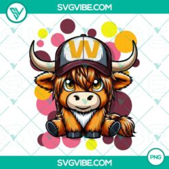 Highland cow with Washington Commanders football team logo, PNG image file for sports and team merchandise.