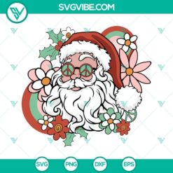 Hippie Santa SVG: Retro Christmas Santa Claus design with a groovy twist. Festive holiday SVG for crafting projects.