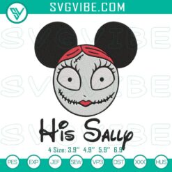 Sally Nightmare Before Christmas Minnie embroidery design file with His Sally Embroidery Designs theme. Perfect for crafting projects.
