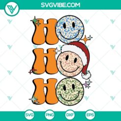 Ho Ho Ho Christmas SVG Files, Santa Leopard Smiley Face SVG Download PNG DXF EPS