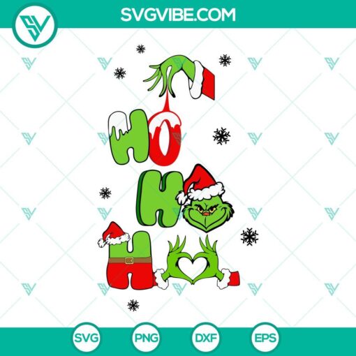 Grinch themed Ho Ho Ho SVG image perfect for Christmas crafts and decorations, instant digital download.