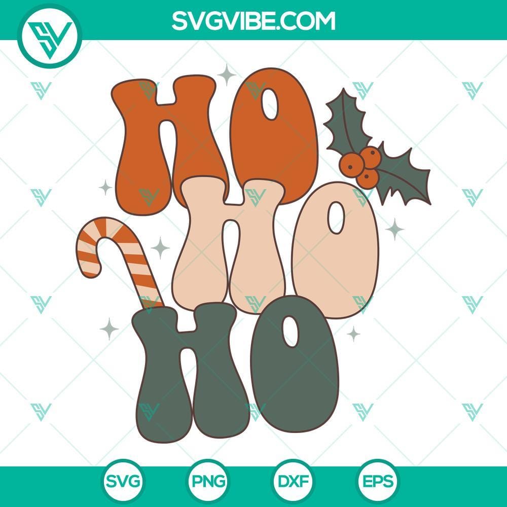 Ho Ho Ho SVG Image, Christmas SVG Image PNG DXF EPS Cut Files Christmas Santa Claus SVG design with "Ho Ho Ho" text, ideal for cutting projects. Includes PNG, DXF, and EPS files for crafts.