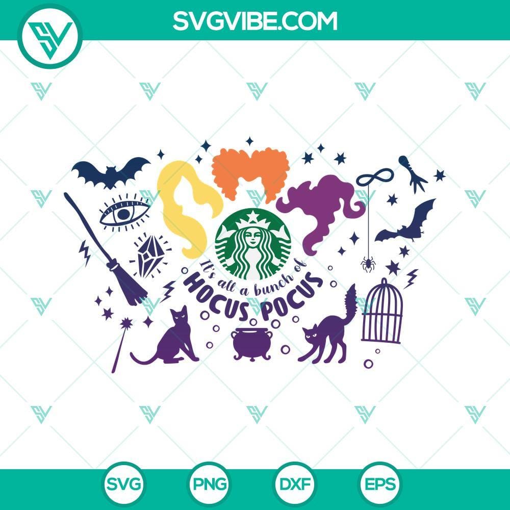 Hocus Pocus Full Wrap SVG For Starbucks Cup, Halloween Starbucks Cup SVG Halloween-themed Hocus Pocus Full Wrap SVG files for Starbucks cup, perfect for spooky season coffee lovers.