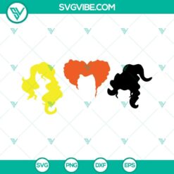Hocus Pocus Hair SVG download featuring Sanderson Sister inspired designs for Silhouette, perfect for Halloween crafts and projects.