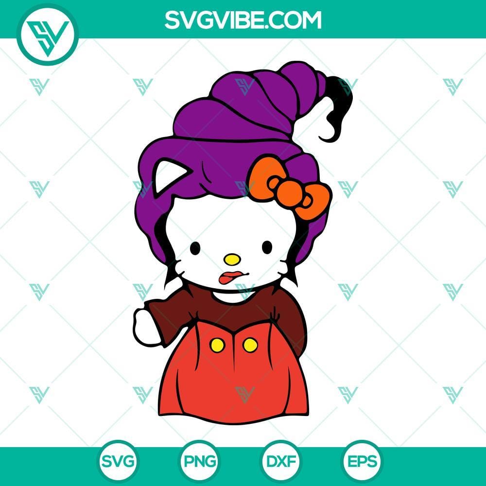 Hocus Pocus Hello Kitty Halloween SVG PNG DXF EPS Cricut Silhouette Clipart Hocus Pocus Hello Kitty Halloween SVG Images PNG DXF EPS Cricut 1