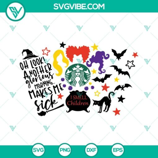Hocus Pocus I Smell Children Starbucks SVG download, featuring Halloween themed design with witches and children. Perfect for Halloween DIY projects.
