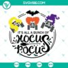 Hocus Pocus Jeep Halloween SVG images with text "It's All A Bunch Of Hocus Pocus", perfect for spooky holiday crafts and projects.