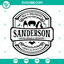 Hocus Pocus Sanderson SVG images with witch and Halloween design perfect for crafting projects.