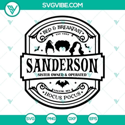 Hocus Pocus Sanderson SVG images with witch and Halloween design perfect for crafting projects.