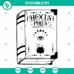 Hocus Pocus Spell Book digital cut files in SVG, PNG, DXF, and EPS formats for crafting projects.