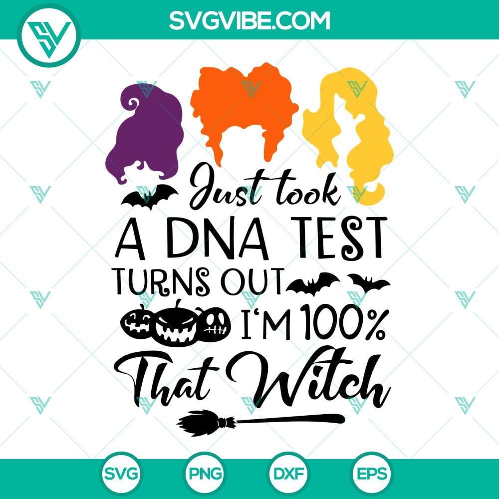 hocus-pocus-svg-file-just-took-a-dna-test-turns-out-i-m-100-that-witch-svg-png-dxf-eps-cut-files-1-mockup.jpg Hocus Pocus SVG download file for "Just Took A DNA Test Turns Out I'm 100%" design with a unique theme. Great for Halloween projects.