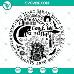 Hocus Pocus SVG featuring Sanderson Sisters, Halloween theme. Ideal for crafting projects, digital design.