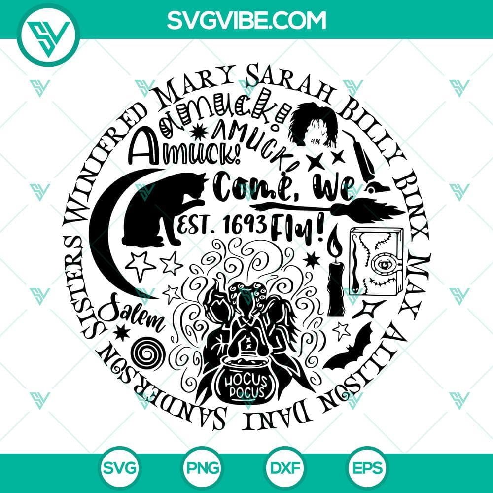 Hocus Pocus SVG, Sanderson Sisters SVG, Halloween SVG Hocus Pocus SVG featuring Sanderson Sisters, Halloween theme. Ideal for crafting projects, digital design.