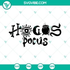 Hocus Pocus, Snake, Black Cat, and Witch’s Cauldron SVG designs for Halloween crafts and projects.