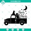 Hocus Pocus Truck and Black Cat SVG featuring Sanderson Sisters from movie. Perfect for Halloween crafts and decorations.