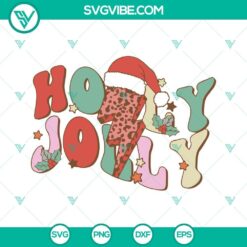 Leopard print bolt Christmas SVG file with Holly Jolly design, available for download.