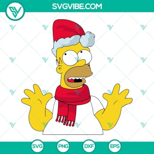 Homer Simpson Santa Hat Christmas SVG Download for Cricut - PNG, DXF, EPS format. Festive design perfect for holiday crafting.