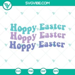 Hoppy Easter SVG with bunny, eggs, and flowers in PNG, DXF, EPS formats perfect for Easter crafts and projects.