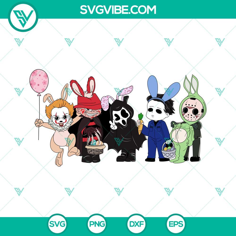 Horror Character Happy Easter SVG PNG DXF EPS Files Horror character Easter themed SVG design file with PNG, DXF, and EPS formats for download.
