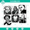 Horror characters SVG files featuring friends in PNG, DXF, and EPS formats for cutting, with spooky designs.