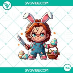 Horror Easter Day Eggs and Chucky Easter Bunny PNG images for spooky Easter designs. Great for Halloween Easter projects.
