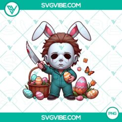 Scary Michael Myers Easter Bunny & Horror Movie Killer Easter Egg designs in PNG format for spooky holiday themes.