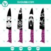 Spooky horror movie characters with knives in pink Halloween style SVG for download in DXF and EPS formats.