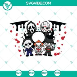 Horror movie characters Starbucks cup SVG files with scary killer full wrap design for Halloween theme.