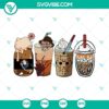 Spooky Halloween coffee themed SVG file with horror movie elements in PNG and DXF formats for latte art digital use.