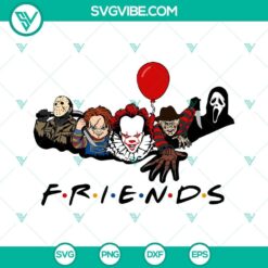 Horror movie friends SVG download including Freddy Krueger and Jason Voorhees. Ideal for Halloween crafts and decorations.