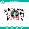 Scary movie themed Starbucks cup SVG download, perfect for horror movie fans wanting to enjoy a chill night with a spooky beverage.
