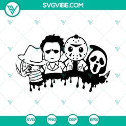 Scary Halloween-themed Starbucks cup SVG files for horror movie fans with full wrap design. Perfect for Halloween themed parties.