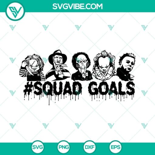SVG images of horror movies squad goals featuring Michael Myers and Freddy Krueger characters. Perfect for Halloween designs.