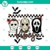 Horror Vibes SVG images featuring Jason Voorhees and Michael Myers designs for Halloween crafts and projects.