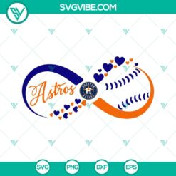 Houston Astros baseball themed infinity hearts SVG file with PNG, DXF, and EPS cut files. Great for crafts and DIY projects.