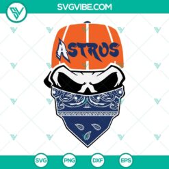 Astros baseball skull SVG designs for Houston Astros fans. Ideal for crafting and personalizing merchandise.